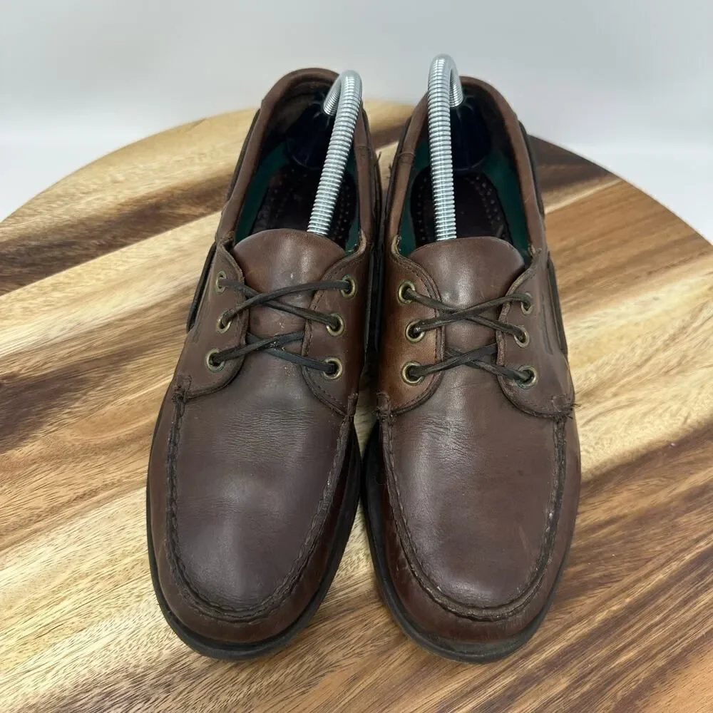 Sebago Docksides Men's Sz 8 Slip On Leather Boat Shoe Loafer Brown 3 Eyes